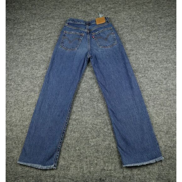 Levis Jeans Womens 25X29(26) Blue Denim Ribcage Straight Ankle Premium Casual - Picture 2 of 13